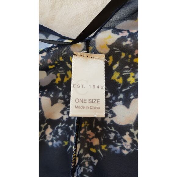 Ext 1946 Navy Blue Floral Kimono One Size for Women - Picture 4 of 8